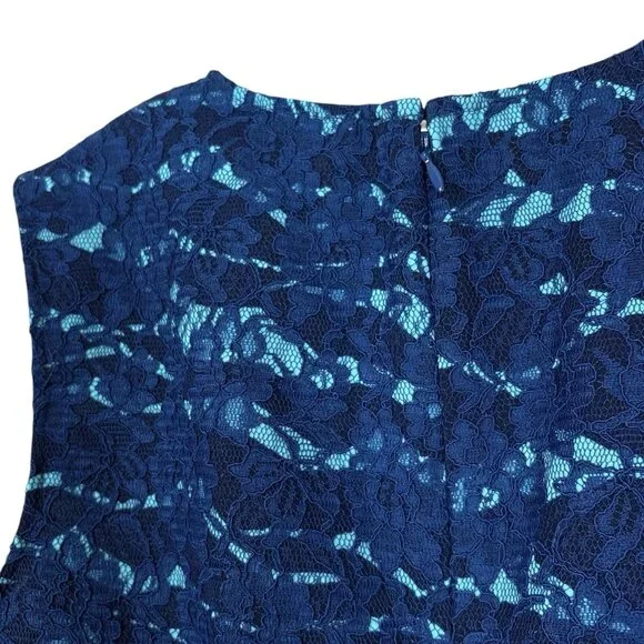 New Cynthia Steffe Lace Overlay Shift Cocktail Mini Dress Blue Aqua Size 0